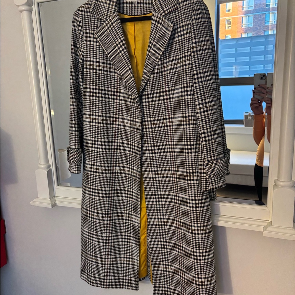 Helene Berman Black and White Plaid Trench Coat